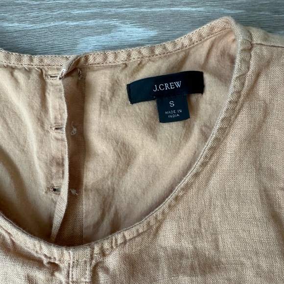 Jcrew linen back button shift dress - size small, camel - Picture 3 of 3